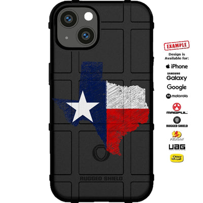 Texas State Shape Sketched Flag Custom Printed Case Design for Apple, Samsung, Google & Motorola Phone Models