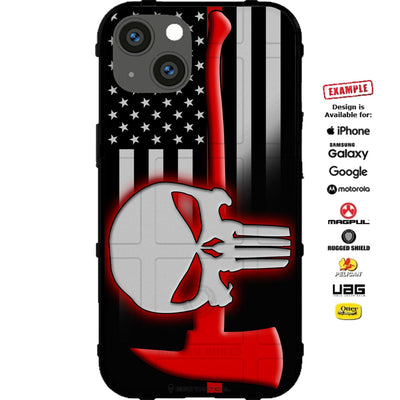 Thin Red Line US American Flag Red Axe Firefighter Punisher Custom Printed Case Design for Apple, Samsung, Google & Motorola Phone Models