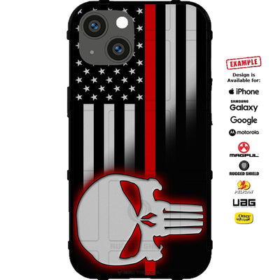 Thin Red Line US American Flag Firefighter Punisher Custom Printed Case Design for Apple, Samsung, Google & Motorola Phone Models