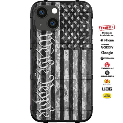 Subdued US American Flag on Digital Camouflage, We the People Constitution Custom Printed Case Design for Apple, Samsung, Google & Motorola Phone Models