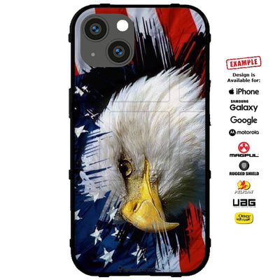 American Eagle over Waving US Flag Custom Printed Case Design for Apple, Samsung, Google & Motorola Phone Models