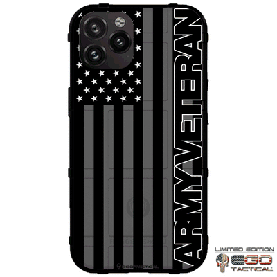 Veterans Day 2021 Army, Navy, Air Force, Marines, Coast Guard Veteran Black US American Flag & Camo Pattern Custom Printed Case Design for Apple, Samsung, Google & Motorola Phone Models