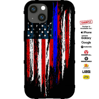 Assorted Thin Line Tattered & Torn Reversed US Flag Custom Printed Case Design for Apple, Samsung, Google & Motorola Phone Models
