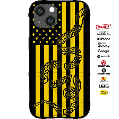 Yellow Subdued Reversed Ben Franklin Snake Flag Custom Printed Case Design for Apple, Samsung, Google & Motorola Phone Models