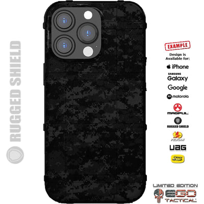 Black Digi Camouflage Custom Printed Case Design for Apple, Samsung, Google & Motorola Phone Models