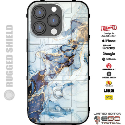 Gold Blue Watercolors Custom Printed Case Design for Apple, Samsung, Google & Motorola Phone Models