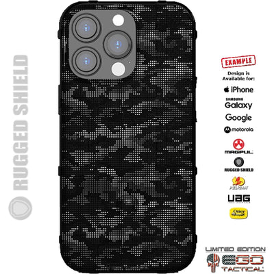 Black Digital Dots Camouflage Custom Printed Case Design for Apple, Samsung, Google & Motorola Phone Models