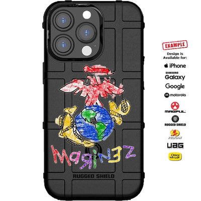 U.S. Marine Corps Crayon EGA Marinez Logo Custom Printed Case Design for Apple, Samsung, Google & Motorola Phone Models