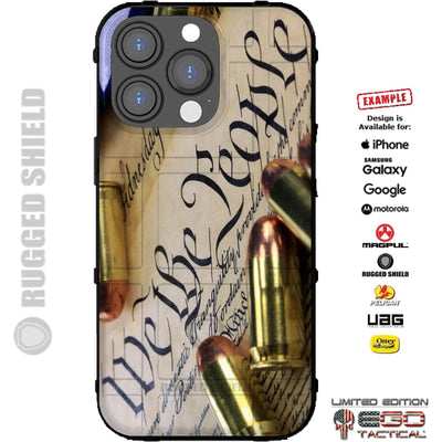 We the People Constitution with Brass Casings Custom Printed Case Design for Apple, Samsung, Google & Motorola Phone Models
