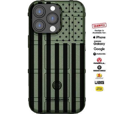 Subdued Black Printed US American Flag Ver. 2 Custom Printed Case Design for Apple, Samsung, Google & Motorola Phone Models