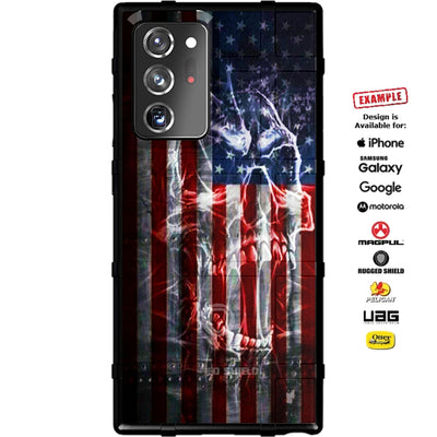 US American Flag Under Screaming Skull Custom Printed Case Design for Apple, Samsung, Google & Motorola Phone Models