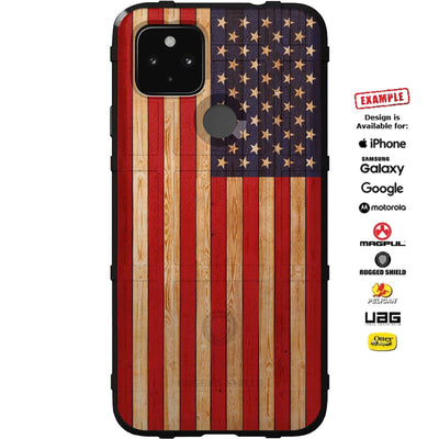 US American Flag on Pine Wood Custom Printed Case Design for Apple, Samsung, Google & Motorola Phone Models