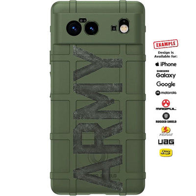 ARMY Battle Warn Text on OD Green Custom Printed Case Design for Apple, Samsung, Google & Motorola Phone Models