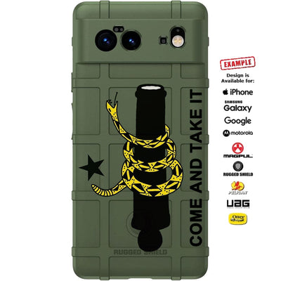 Battle of Gonzales, Come and Take It Cannon Star with Gadsden Snake Custom Printed Case Design for Apple, Samsung, Google & Motorola Phone Models