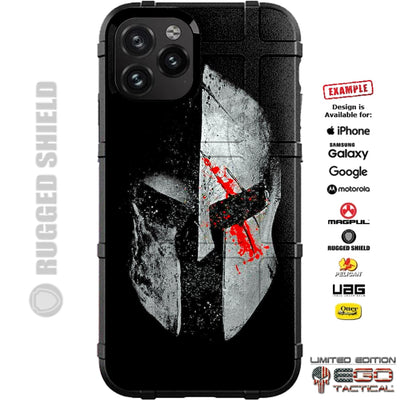 Spartan Warrior Red Bloodied and Gashed Helmet Custom Printed Case Design for Apple, Samsung, Google & Motorola Phone Models