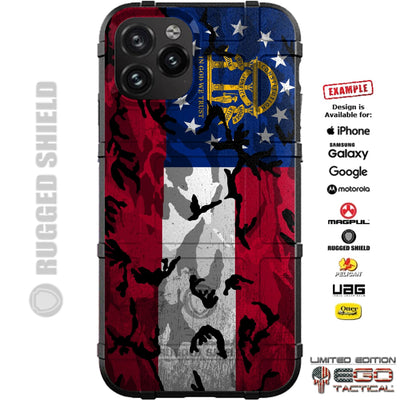 Camouflage Georgia State Flag Custom Printed Case Design for Apple, Samsung, Google & Motorola Phone Models [Color or Subdued]