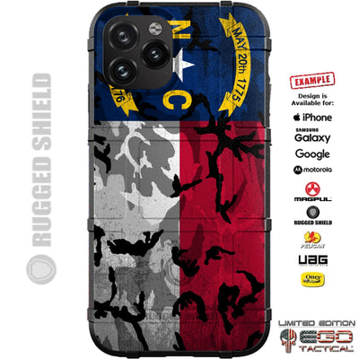 Camouflage North Carolina State Flag Custom Printed Case Design for Apple, Samsung, Google & Motorola Phone Models [Color or Subdued]