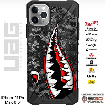 Psycho Teeth Warhawk Tiger Shark on Black Ops Camo Custom Printed Case Design for Apple, Samsung, Google & Motorola Phone Models
