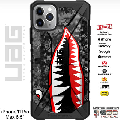 P-40 Flying Tigers Warhawk Tiger Shark Teeth on Black Ops Camo Custom Printed Case Design for Apple, Samsung, Google & Motorola Phone Models