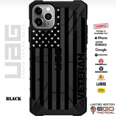 Subdued Reversed Black Printed US American Flag Veterans Day 2019 Custom Printed Case Design for Apple, Samsung, Google & Motorola Phone Models