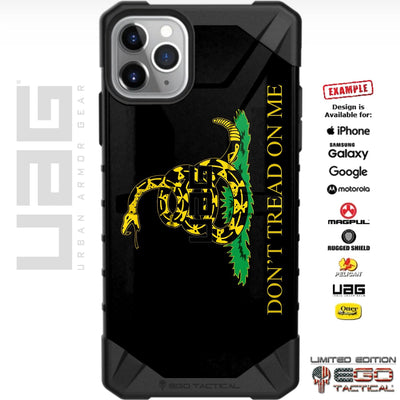 Don't Tread on Me, Black Gadsden Flag Custom Printed Case Design for Apple, Samsung, Google & Motorola Phone Models