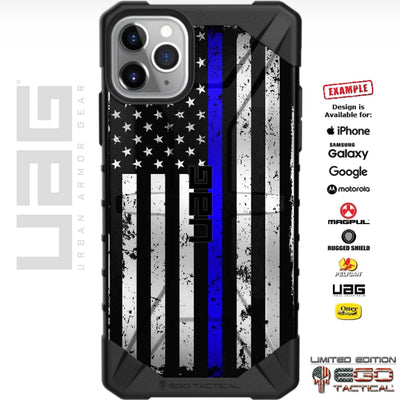 Subdued Reversed US American Flag Thin Blue Line Custom Printed Case Design for Apple, Samsung, Google & Motorola Phone Models