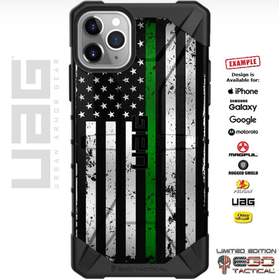 Subdued Reversed US American Flag Thin Green Line Custom Printed Case Design for Apple, Samsung, Google & Motorola Phone Models