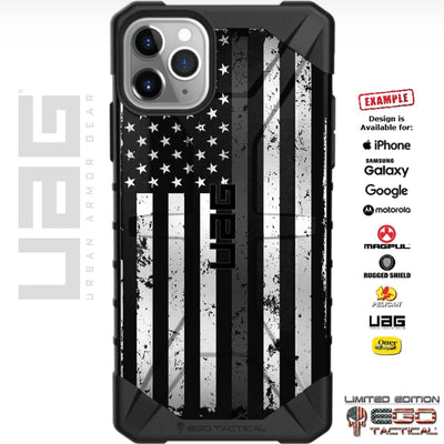 Subdued Reversed US American Flag Thin Silver/ Grey Line Custom Printed Case Design for Apple, Samsung, Google & Motorola Phone Models