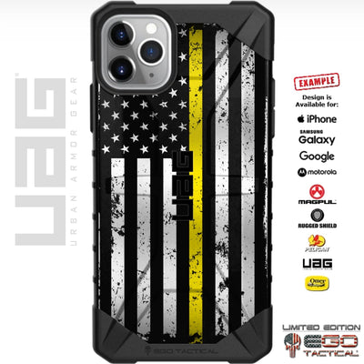 Subdued Reversed US American Flag Thin Yellow Gold Line Custom Printed Case Design for Apple, Samsung, Google & Motorola Phone Models