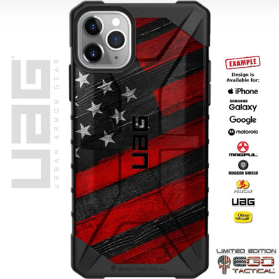 Red, Blue, Green or Yellow Wooden US American Flag Custom Printed Case Design for Apple, Samsung, Google & Motorola Phone Models