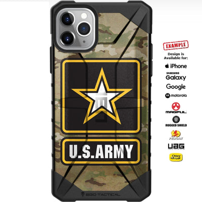 Black Subdued US Army Logo, Multicam / Scorpion Camouflage Custom Printed Case Design for Apple, Samsung, Google & Motorola Phone Models