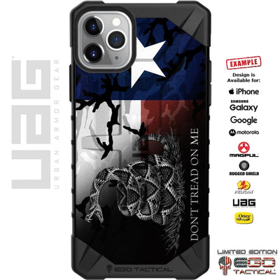 Camouflage Texas State Flag - Don't Tread on Me Subdued Custom Printed Case Design for Apple, Samsung, Google & Motorola Phone Models