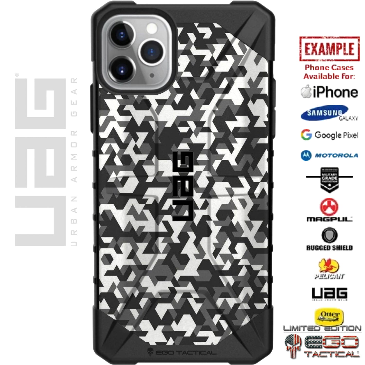 Subdued Black Grey White Triangle Digital Snow Camouflage Custom Print ...