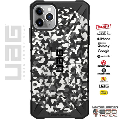 Subdued Black Grey White Triangle Digital Snow Camouflage Custom Printed Case Design for Apple, Samsung, Google & Motorola Phone Models
