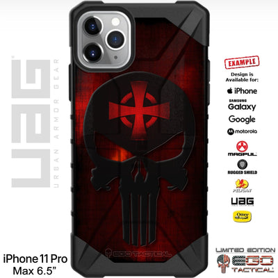Red Templar Cross Black Punisher on Red Patina Custom Printed Case Design for Apple, Samsung, Google & Motorola Phone Models