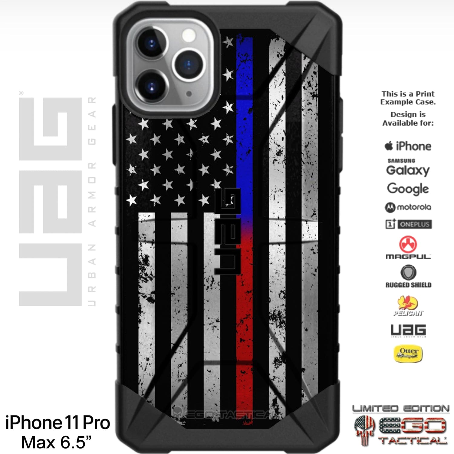 Subdued US 50-Star or 13-Star American Flag Thin Blue Line / Thin Red ...