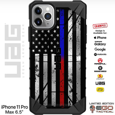 Subdued US 50-Star or 13-Star American Flag Thin Blue Line / Thin Red Line Custom Printed Case Design for Apple, Samsung, Google & Motorola Phone Models