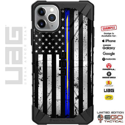 Subdued Reversed US American Flag Thin Blue Line SWAT Lightning Bolt Custom Printed Case Design for Apple, Samsung, Google & Motorola Phone Models