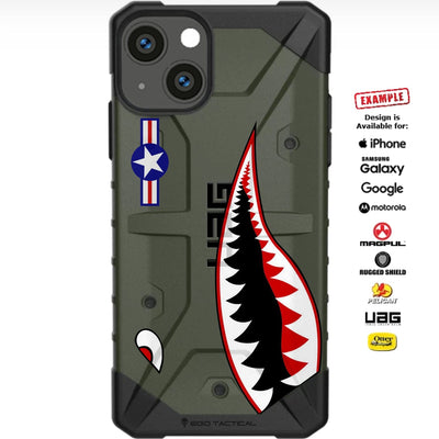 P-40 Curtiss Warhawk Flying Tigers Sharktooth OD Green Custom Printed Case Design for Apple, Samsung, Google & Motorola Phone Models