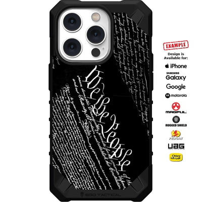 We The People, Black Inverted Constitution Custom Printed Case Design for Apple, Samsung, Google & Motorola Phone Models