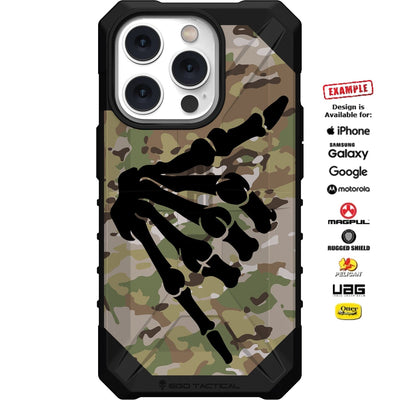 Shaka Hang Loose Skeleton Hand on US Military Camouflage Custom Printed Case Design for Apple, Samsung, Google & Motorola Phone Models