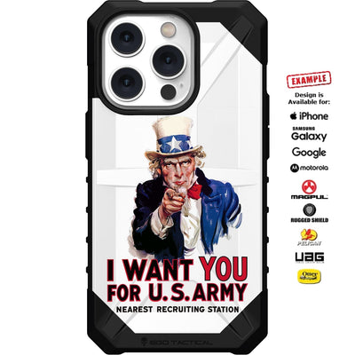 Uncle Sam, I Want You for U.S. Army White War Poster Custom Printed Case Design for Apple, Samsung, Google & Motorola Phone Models
