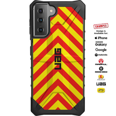 Emergency Vehicle Safety Chevrons Red/Yellow or Blue/Yellow (Stay Back Text) Custom Printed Case Design for Apple, Samsung, Google & Motorola Phone Models