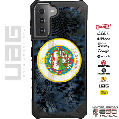 Minnesota State Flag on Kryptek Camo Custom Printed Case Design for Apple, Samsung, Google & Motorola Phone Models