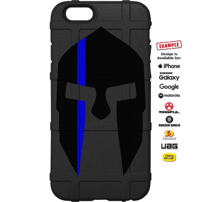 Spartan Helmet, Thin Blue Line, Police Officers Custom Printed Case Design for Apple, Samsung, Google & Motorola Phone Models