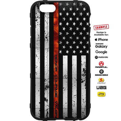 US American Flag Thin Red Real fire Line Honor Courage Valor Custom Printed Case Design for Apple, Samsung, Google & Motorola Phone Models