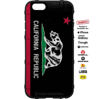California Republic Flag, Inverse Black Subdued Custom Printed Case Design for Apple, Samsung, Google & Motorola Phone Models