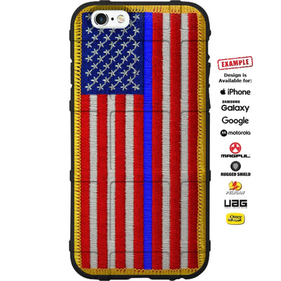 USA Flag Patch Assaulting Forward Thin Blue Line Custom Printed Case Design for Apple, Samsung, Google & Motorola Phone Models