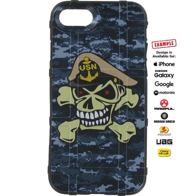 CLEARANCE - Magpul Industries Custom UV-Laser Printed Apple iPhone 7/8 Only Magpul U.S. Navy Skull & Bones on NWU1 Camoflauge on BLK (One-Off) -EGO52
