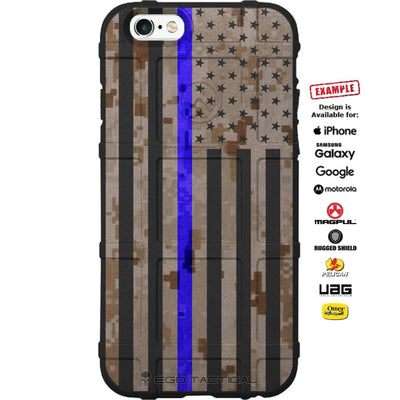 US American Flag Desert Digi Camo Thin Blue Line Police Custom Printed Phone Case
